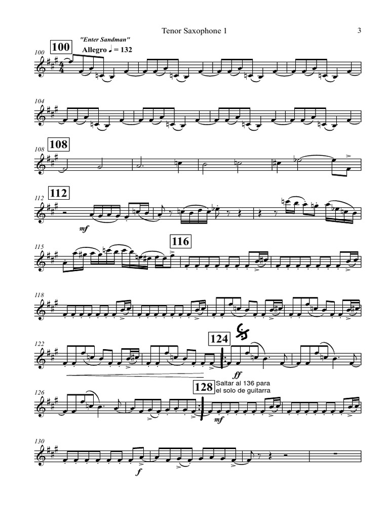 Tenor Sax 1 | PDF | Saxophone | Bois (musique)