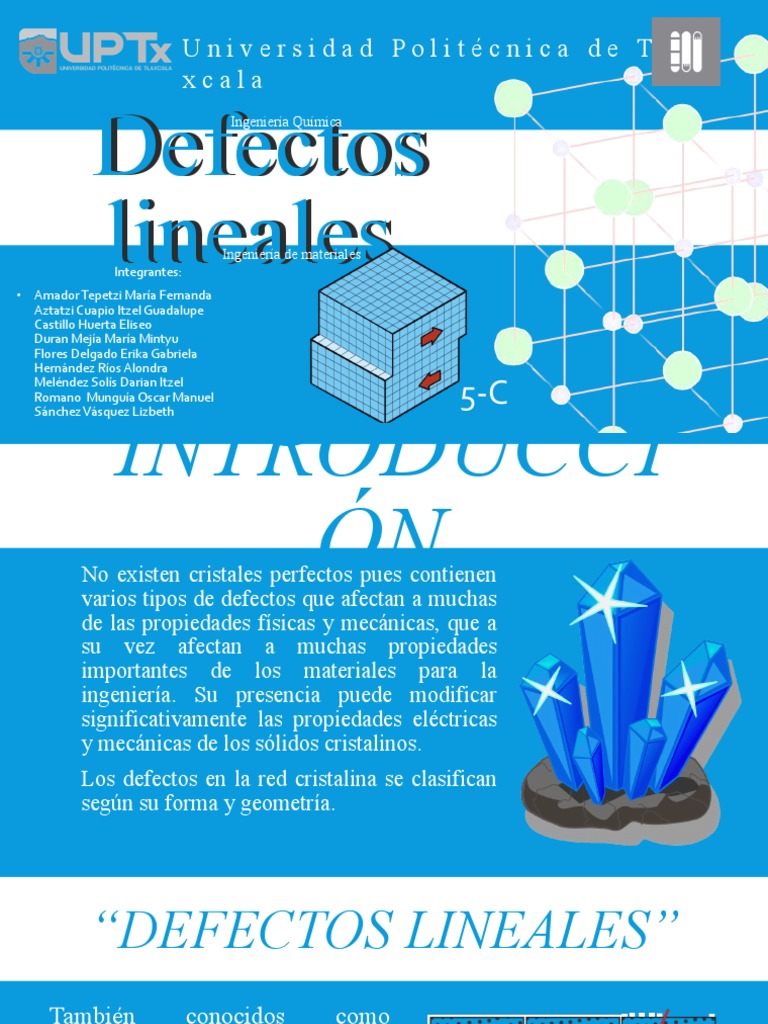 Defectos Lineales en Materiales Cristalinos | PDF | Dislocación | Química