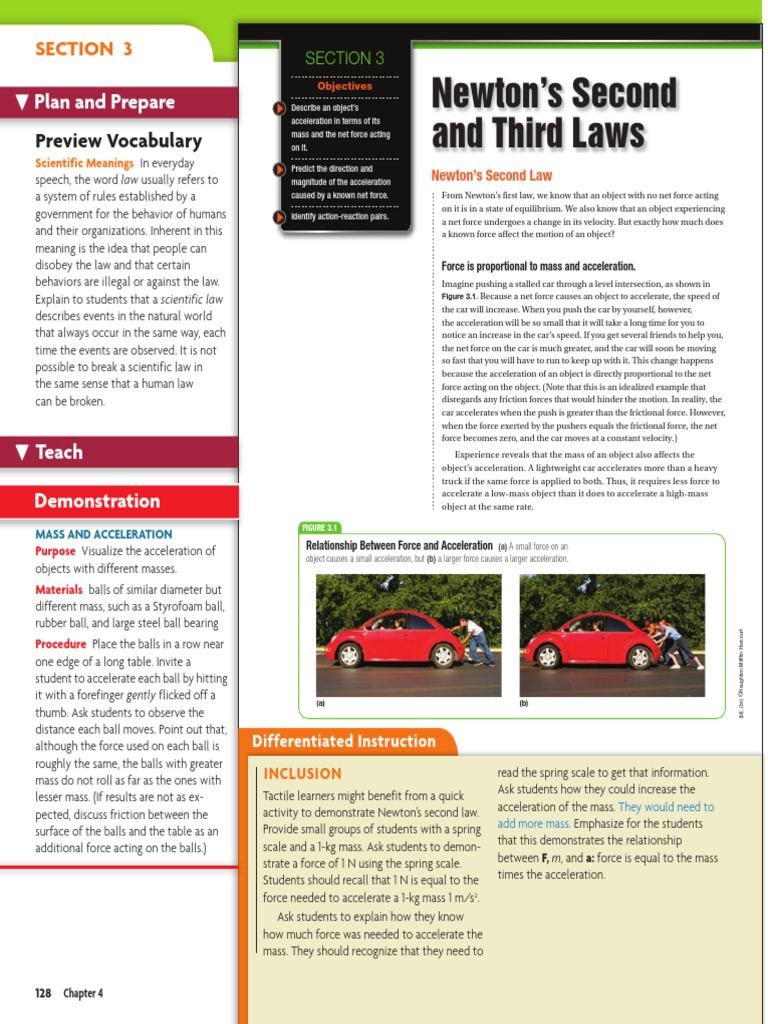 3-3-newtons-second-and-third-laws | PDF | Force | Newton's Laws Of Motion