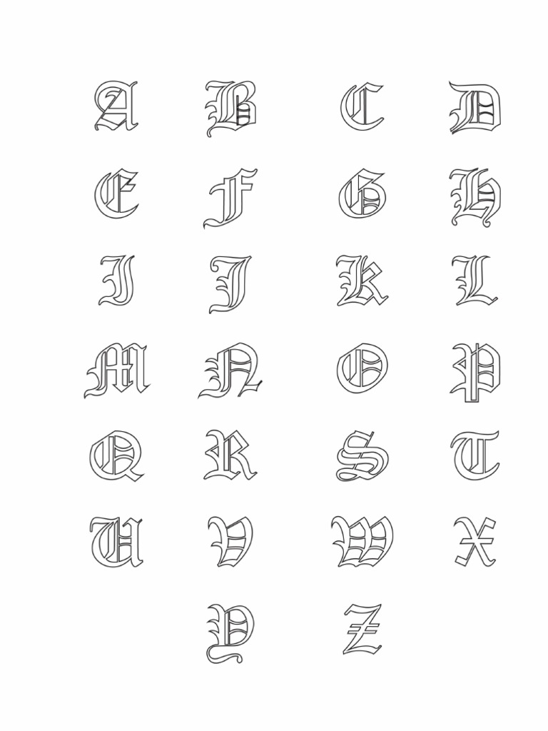 Free Printable Gothic Calligraphy Letters Set PDF