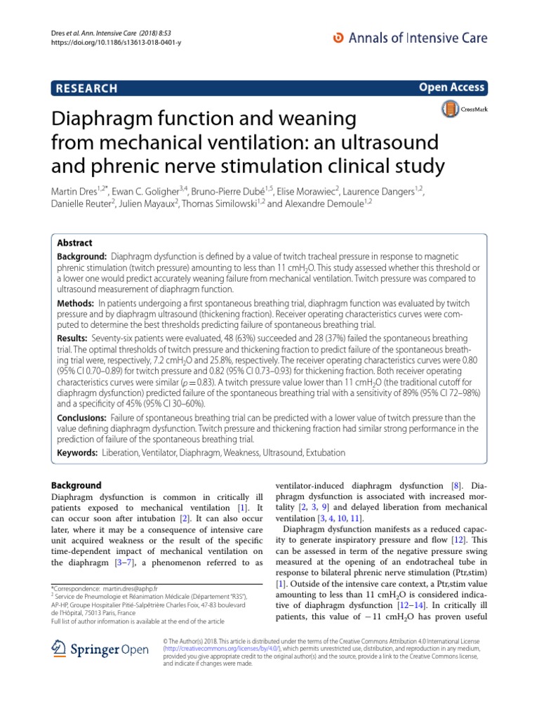 Diaphragm Function and Weaning From Mechanical Ventilation PDF