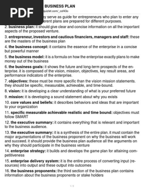 Content of a Business Plan