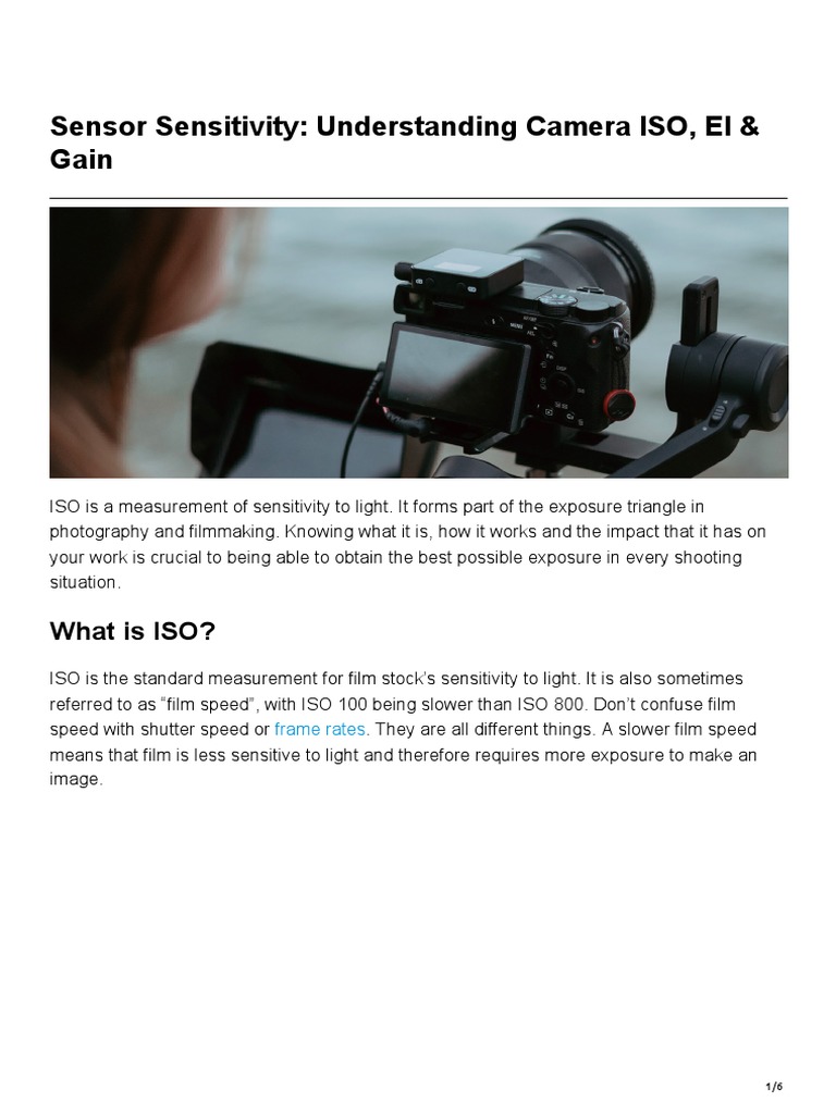 Sensor Sensitivity Understanding Camera ISO EI Gain PDF Film Speed