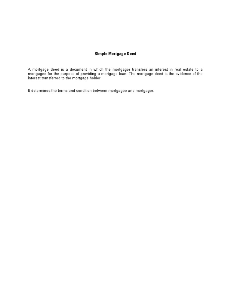 Simple Mortgage Deed Anand | PDF | Mortgage Law | Mortgage Loan