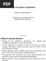 Design & Analysis of Algorithms: Chapter 3 Greedy Method Department of Computer Science Mekdela Amba University