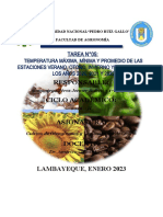 Tarea N°05 - Temperatura Máxima, Mínima y Promedio de Las Estaciones Verano, Otoño, Invierno y Primavera de Los Años 2020, 2021 y 2022