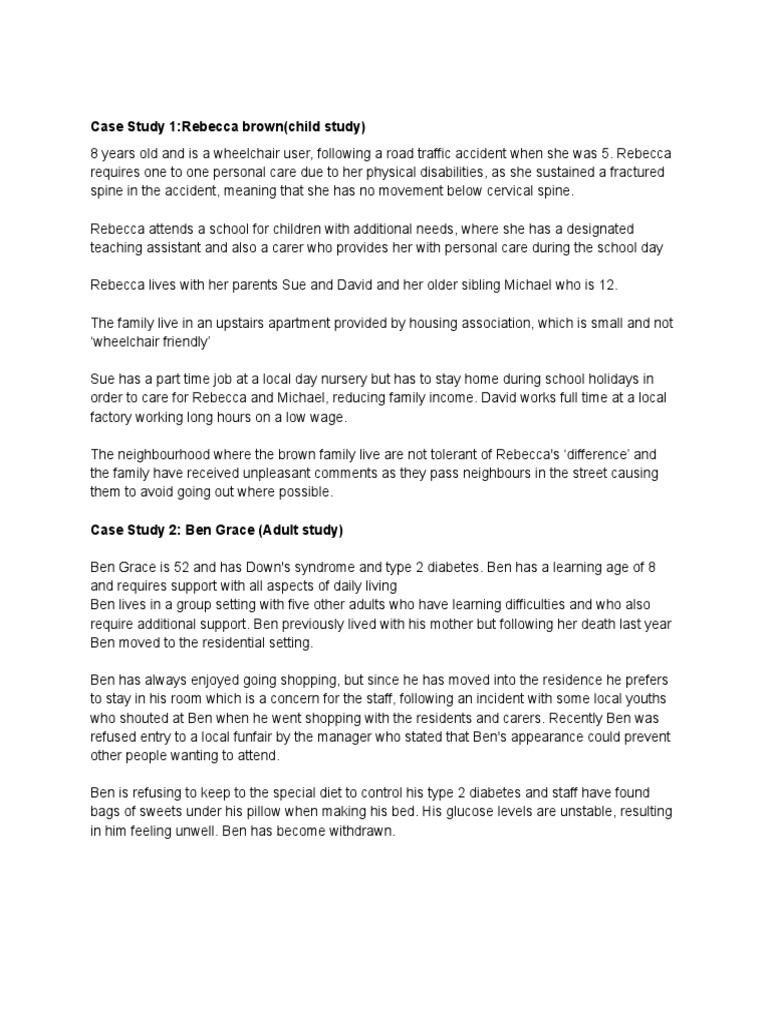 Case Studies: Rebecca and Ben's Needs | PDF | Bullying | Disability