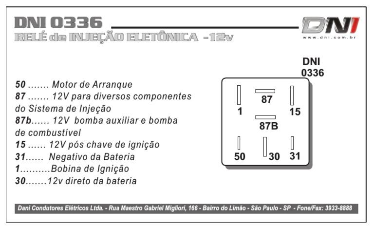 Esquema Elétrico do Relé DNI 0336 | PDF
