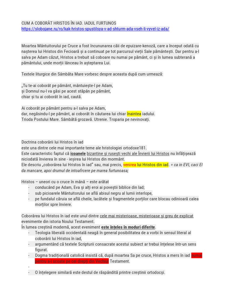 Cum A Coborât Hristos În Iad. Iadul Furtunos | PDF