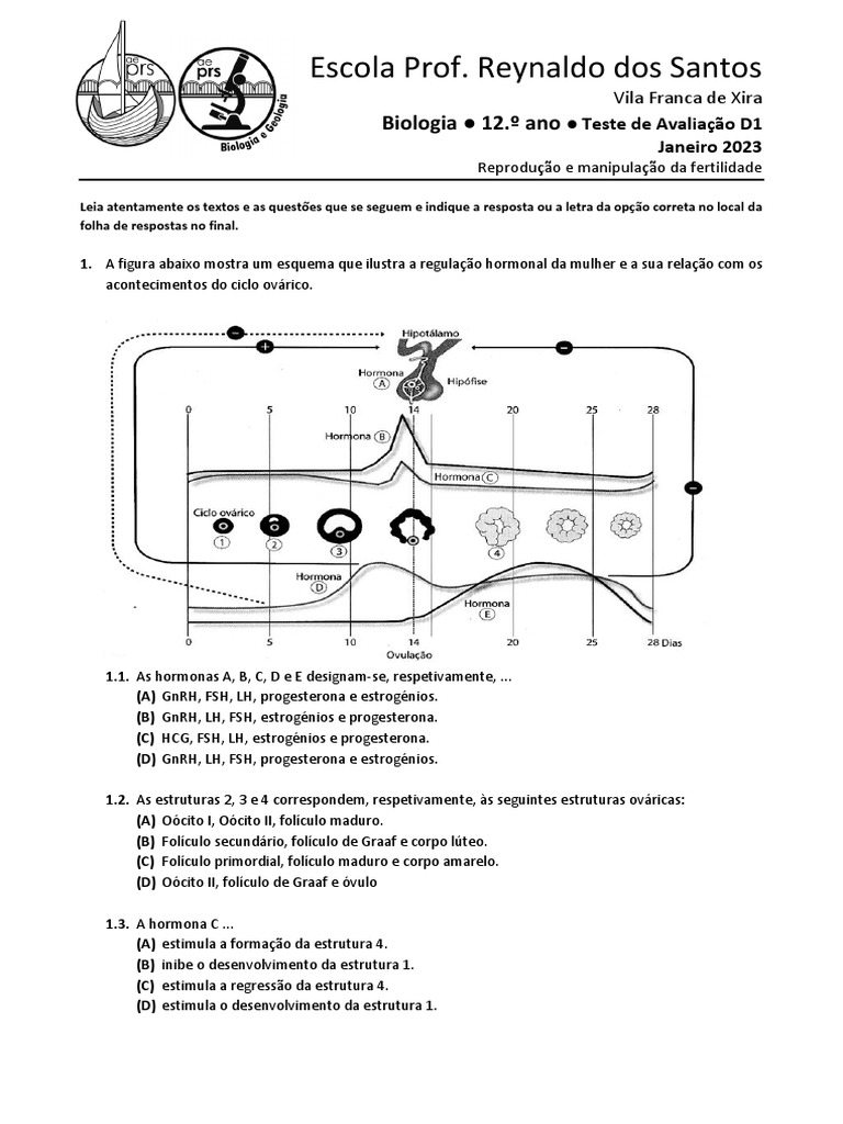 Teste Bio12 Reprodu o2 2023 PDF Reprodu o Medicamente Assistida 