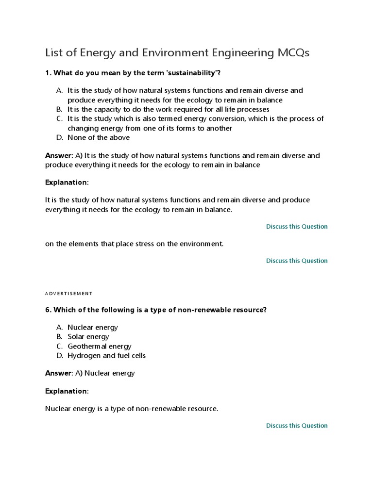 List of Energy and Environment Engineering MCQs PDF Nuclear Physics