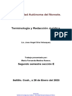 Universidad Autónoma Del Noreste.: Terminología y Redacción Jurídica