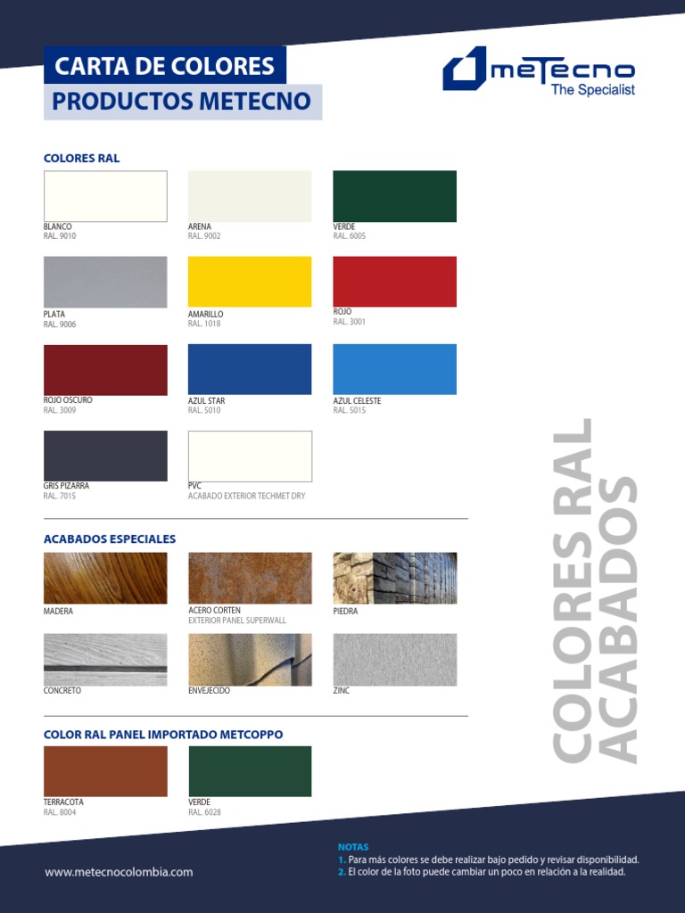 Carta de Colores RAL Metecno | PDF | Hogar, jardinería y bricolaje