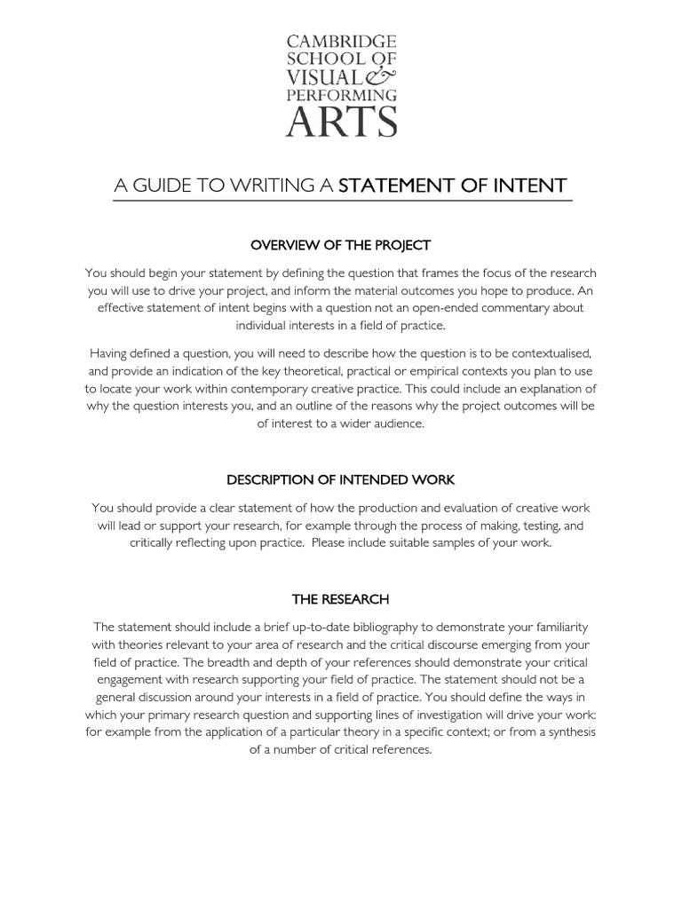 Statement of intent pdf