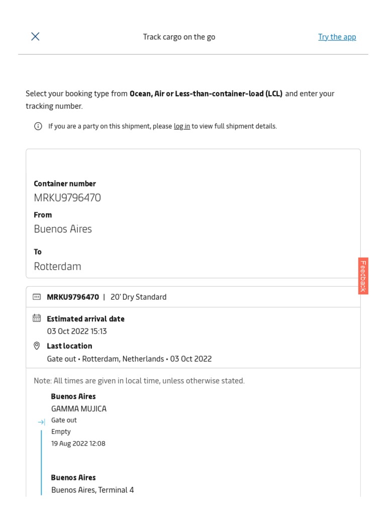 Tema tracking mrku9796470 ocean shipment container tracking