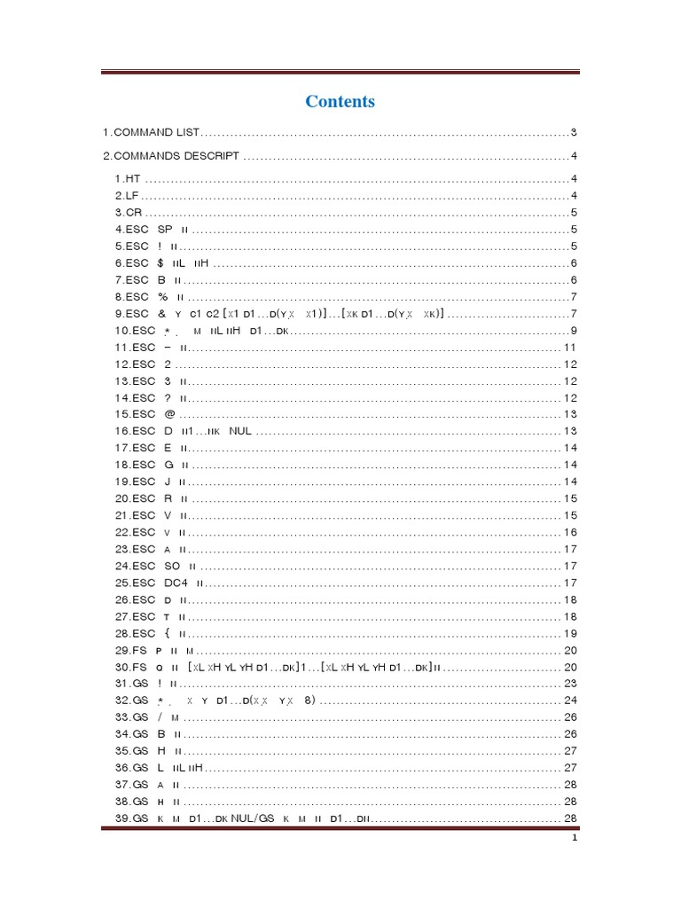 Comprehensive Guide to Printer Control Code Commands PDF Ascii