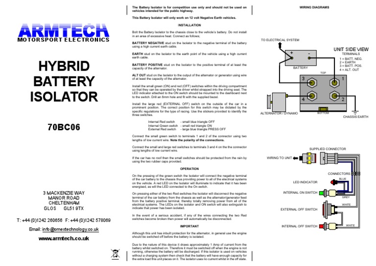 Battery Isolator Installation Guide | PDF | Switch | Electrical Connector