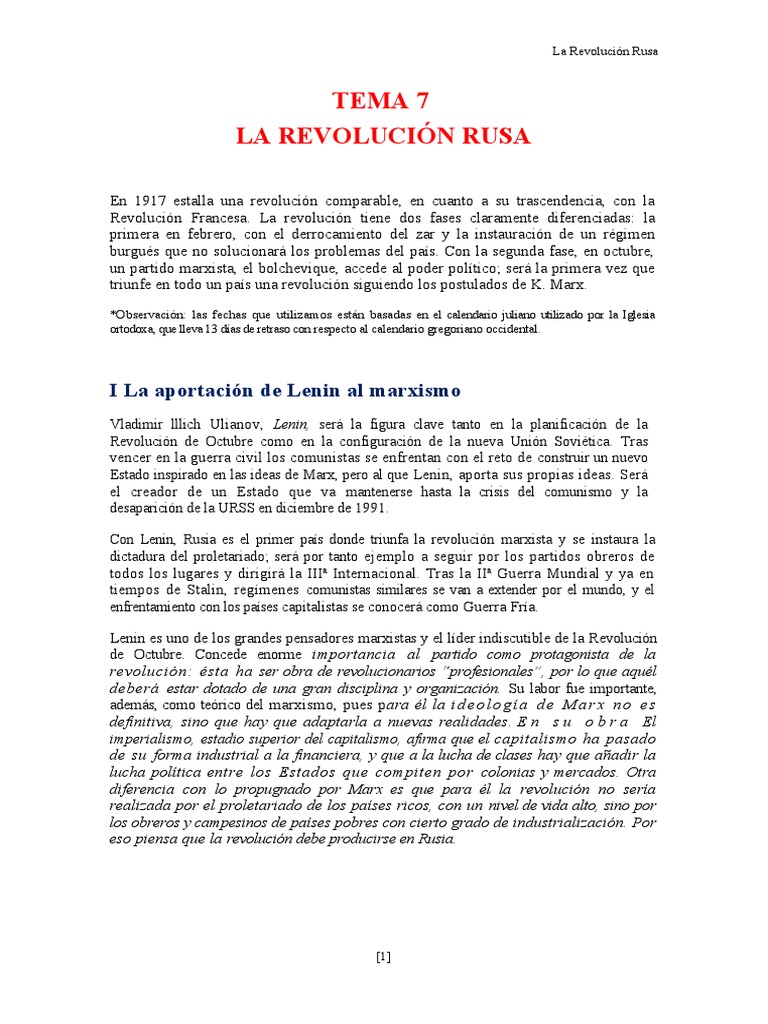 Análisis de la Revolución Rusa 1917 | PDF | Vladimir Lenin | Imperio ruso