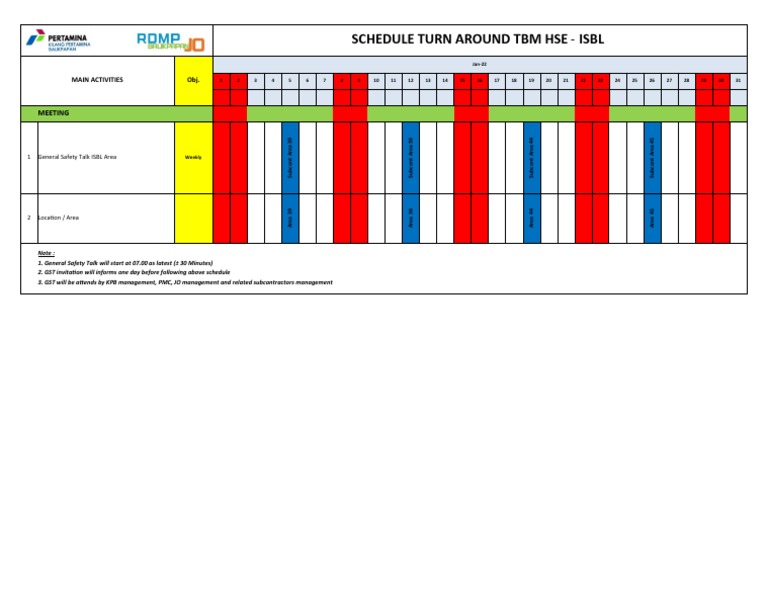 ISBL Area Safety Talk Schedule | PDF
