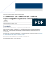 Examen VDRL para Identificar y - o Confirmar Treponema Pallidum (Bacteria Causante de La Sífilis)