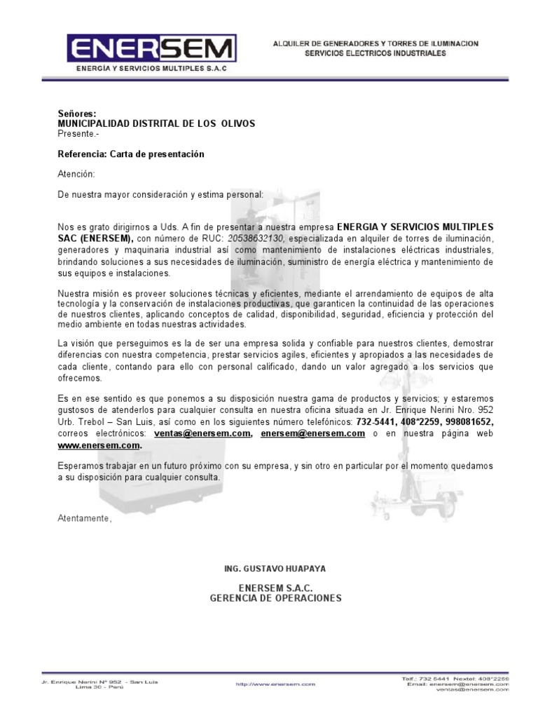 Formato Carta de Presentacin
