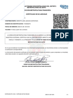 Gobierno Autónomo Descentralizado Del Distrito Metropolitano de Quito Dirección Metropolitana Financiera