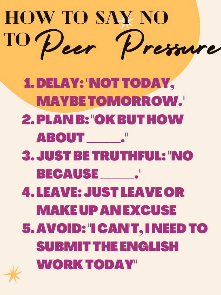 Strategies to Say No to Peer Pressure | PDF