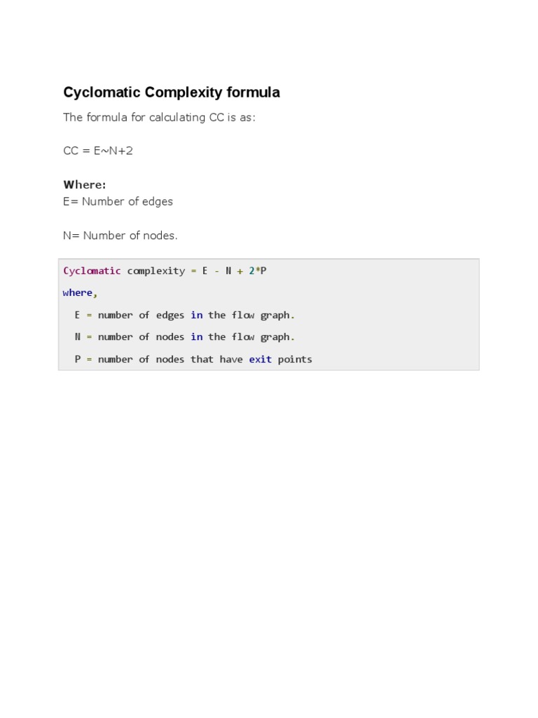 Cyclomatic Complexity Formula | PDF