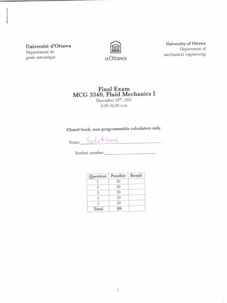 MCG3340 2017 Solutions | PDF
