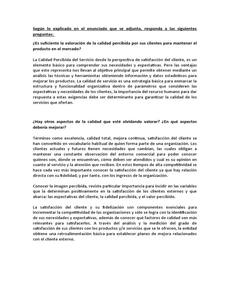 Mejora de la Calidad del Servicio al Cliente | PDF | Crecimiento ...