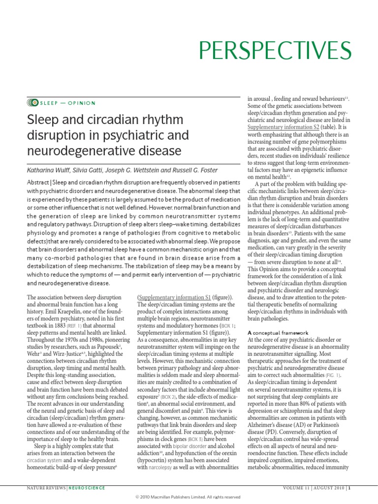 Sleep and Circadian Rhythm Disruption in Psychiatric and ...
