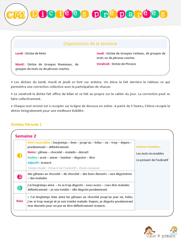 Dictée A/à Et/est On/ont Son/sont Dictees Preparees CM1 Support Enseignant | PDF | Verbe | Grammaire