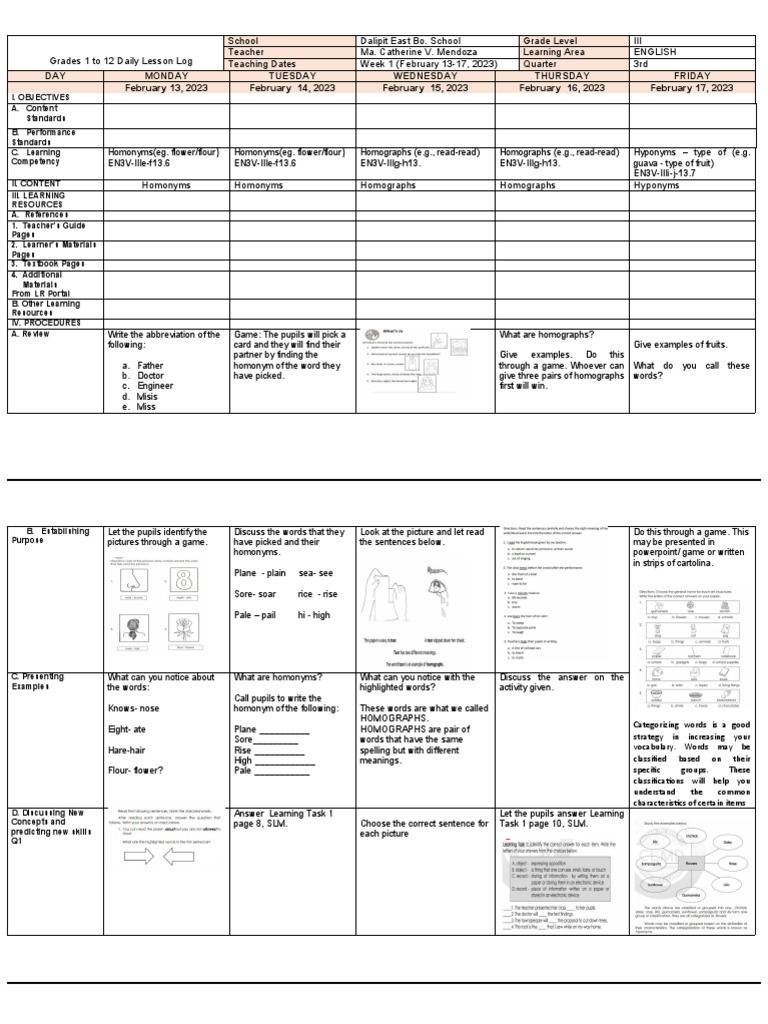 Homographs and Homonyms Lesson Plan | PDF | Linguistics | Behavior ...