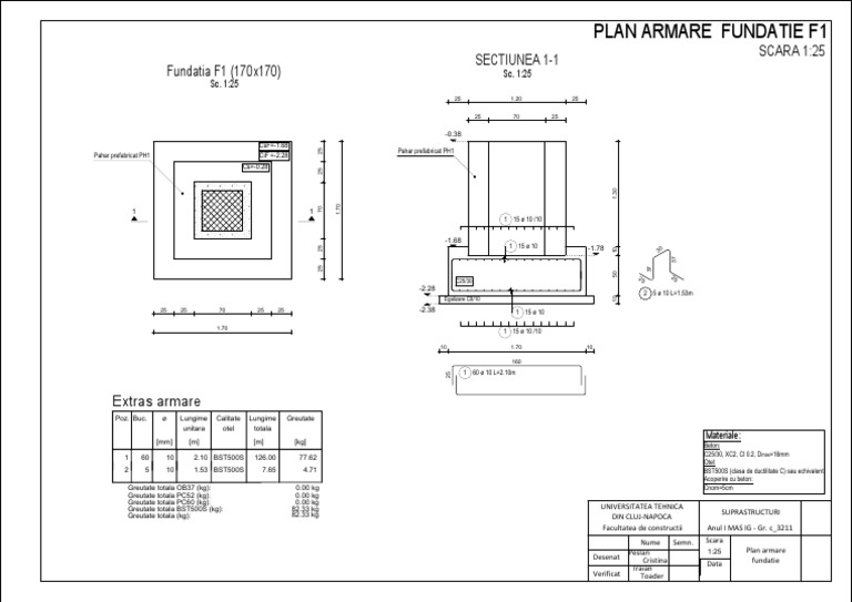 R-003 - Detaliu de Fundatie-Armare F1 | PDF