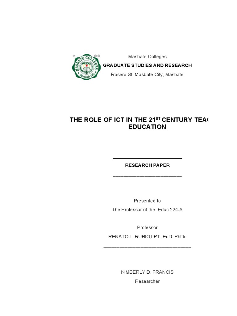 ICT's Role in 21st Century Teacher Education | PDF | Educational ...