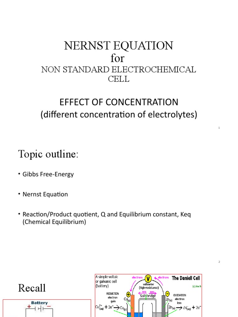 Electrochemistry - Nernst Equation-1 | PDF | Gibbs Free Energy ...