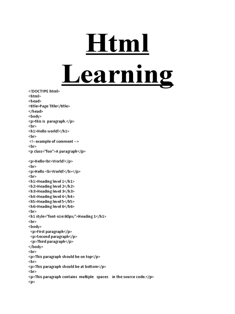Html Learning | PDF