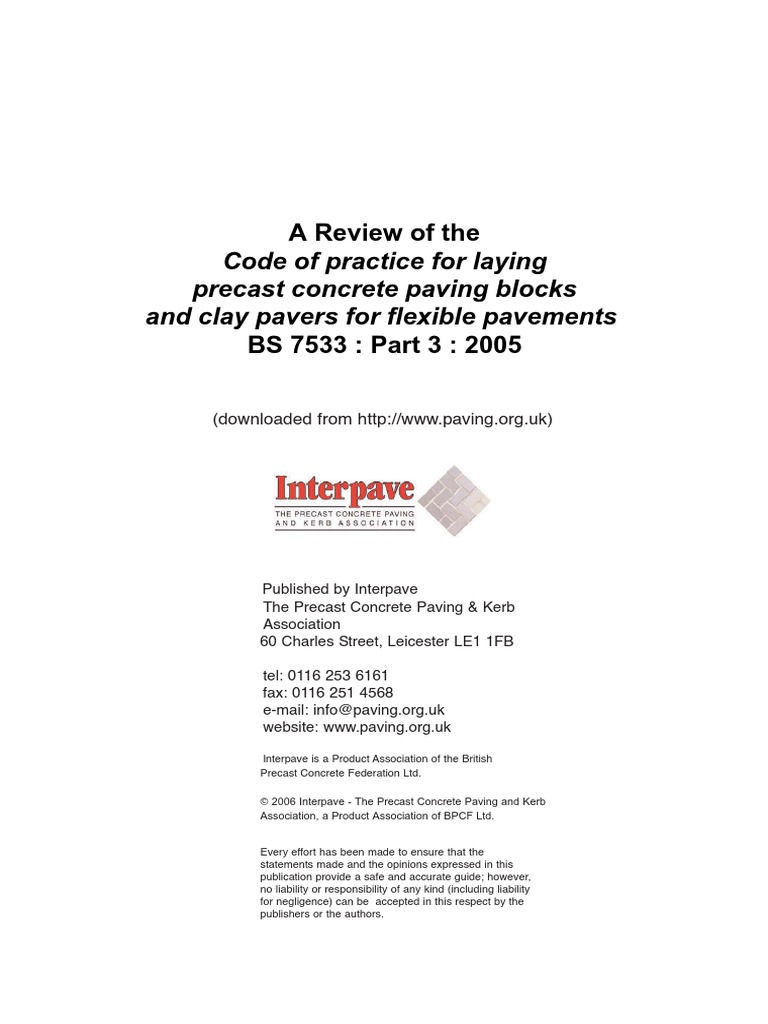 A Review of The Code of Practice For Laying Precast Concrete Paving