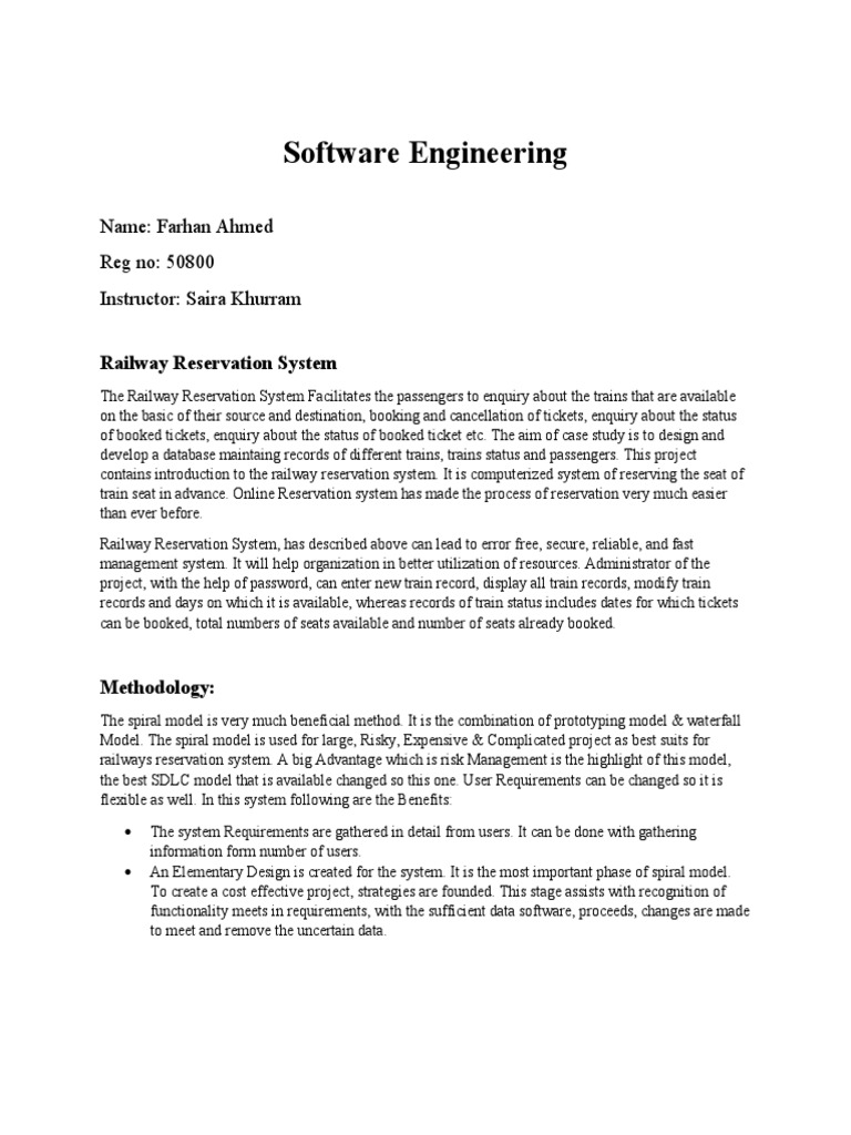 Railway ReservationSystem | PDF | Software Development Process