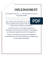 Student Chemistry Project Acknowledgement