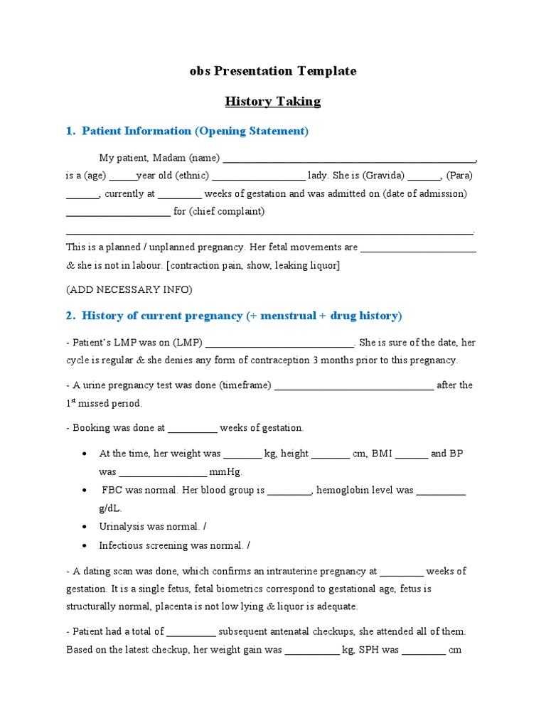 An Insightful Review of a Pregnant Patient's Medical History, Physical Examination Findings and