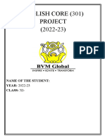 English Core (301) Project (2022-23) : Name of The Student: YEAR: 2022-23 Class: Xi