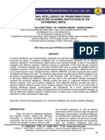 Impact of Emotional Intelligence On Transformational Leadership in Selected Academic Institutions in The Kathmandu, Nepal