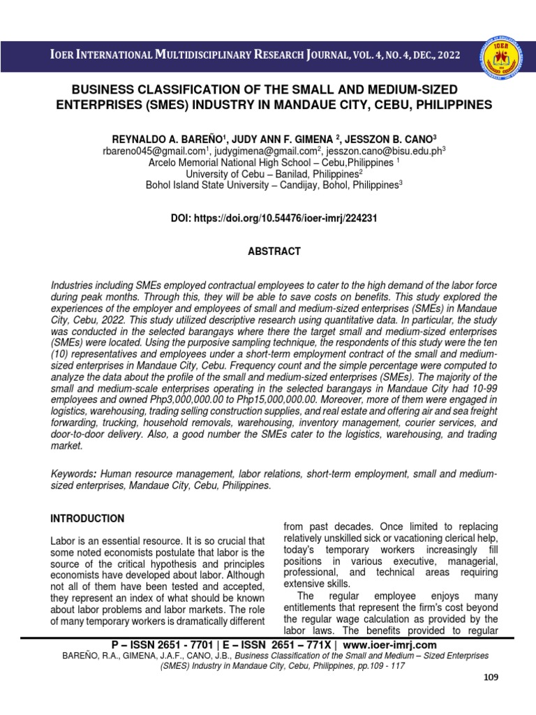 Business Classification of The Small and Medium - Sized Enterprises ...
