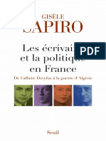 Les Écrivains Et La Politique en France - de Laffaire Dreyfus À La Guerre Dalgérie by Gisèle Sapiro