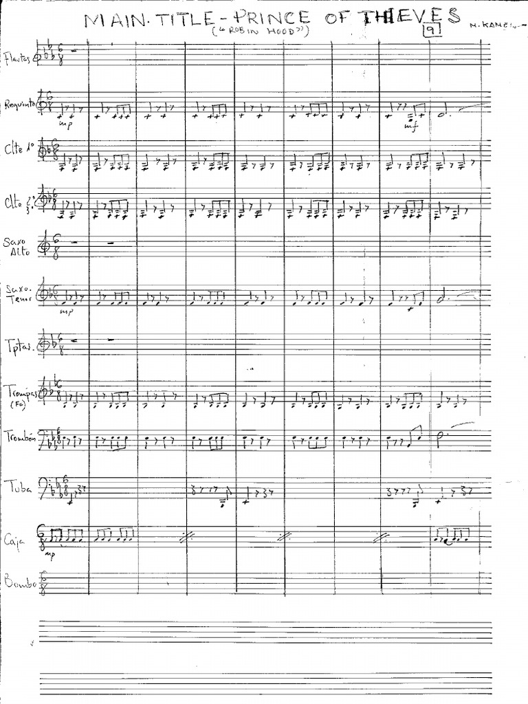 Partitura Banda Completa Robin Hood | PDF
