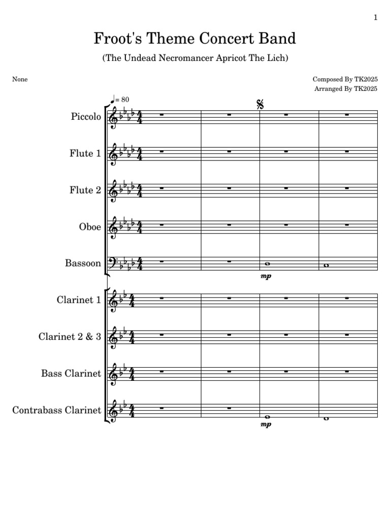 Froot's Theme Concert Band PDF Elementary Organology Music Production