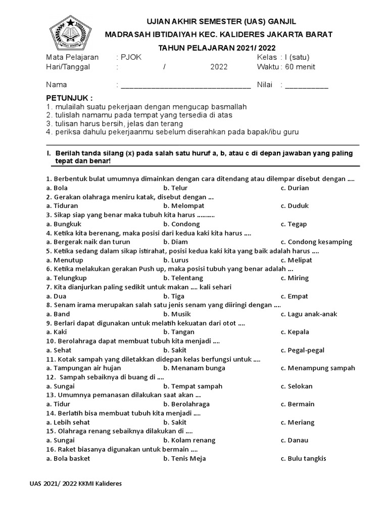 Menyongsong Akhir Tahun Ajaran: Panduan Lengkap Contoh Soal UKK Kelas 1 Kurikulum K13