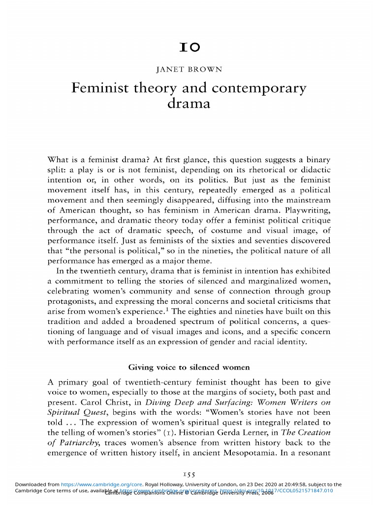 Feminist Theory and Contemporary Drama | PDF | Feminism | Gender Studies