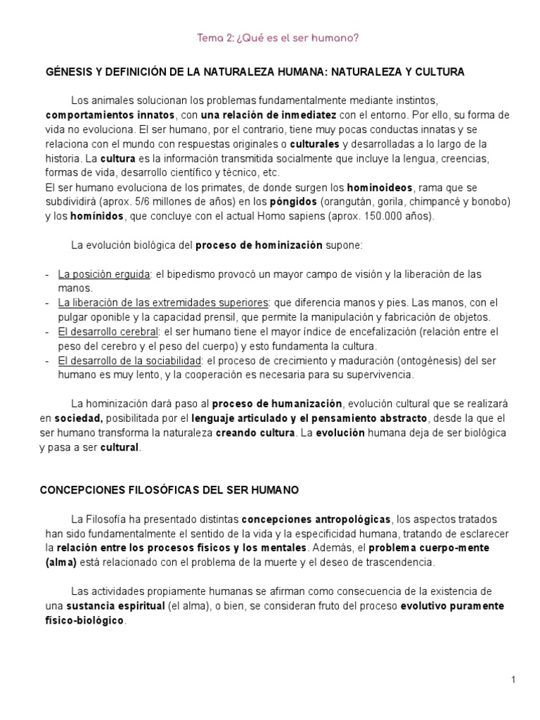 Tema 2 ¿Qué Es El Ser Humano | PDF | Alma | Mente inconsciente